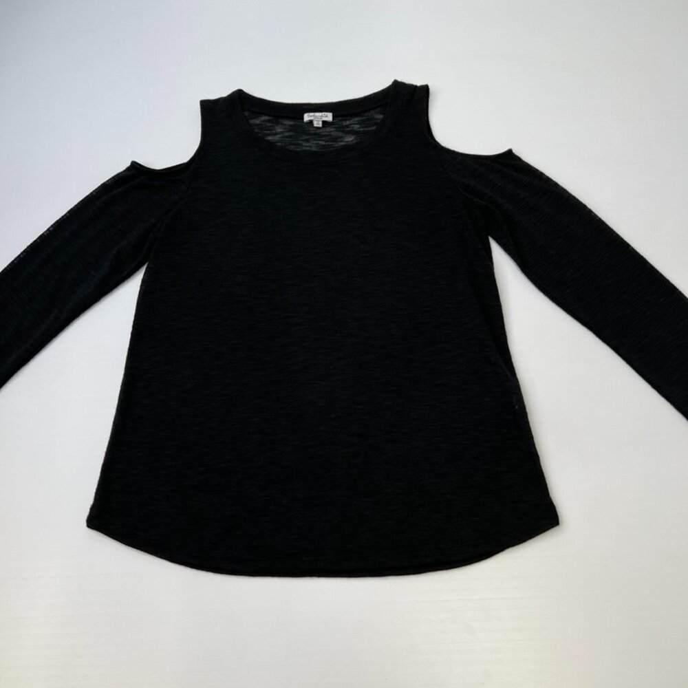 Splendid Blouse Women Medium Sheer Top Shirt Cold Shoulder Work Party Core Ex